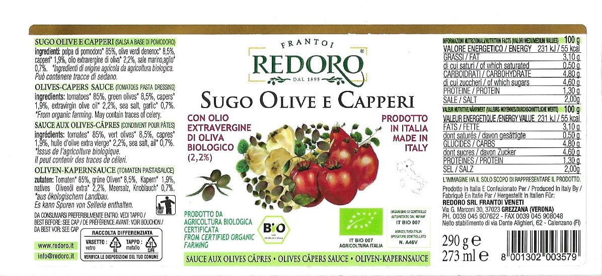 redoro-sauce-tomate-olives-et-c-pres-bio-280g-lot-de-6 image 2