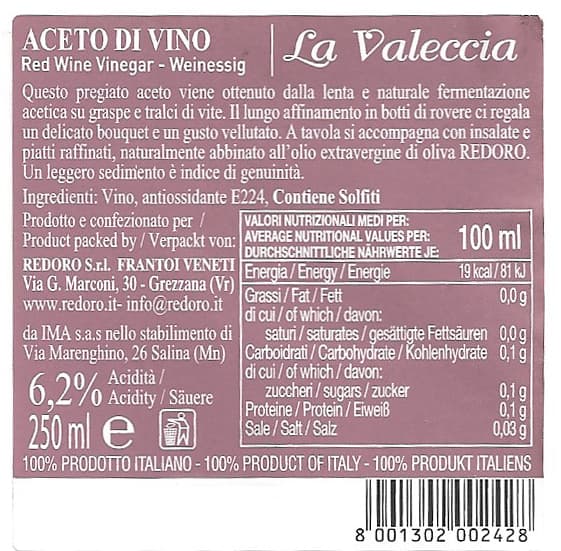 redoro-aceto-di-vino-rosso-0-25-l-lot-de-6-bouteilles image 2