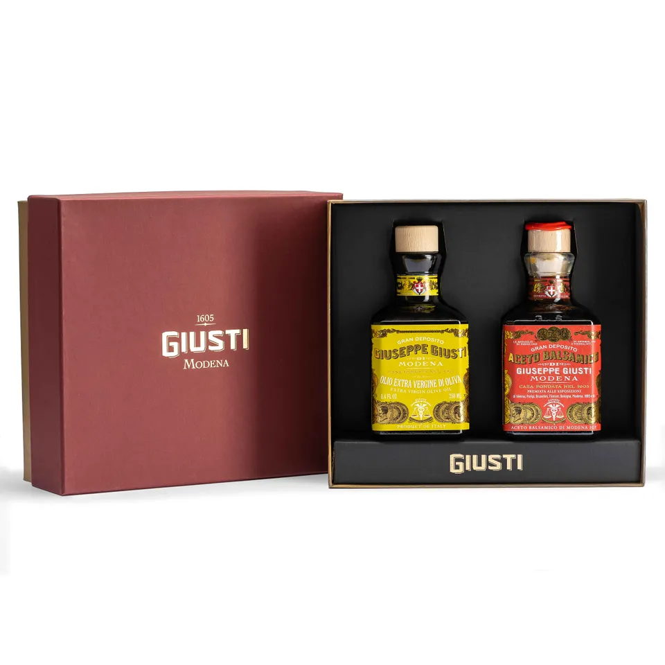 giusti-duetto-coffret-huile-d-olive-extra-vierge-vinaigre-balsamique-3-m-dailles image 1