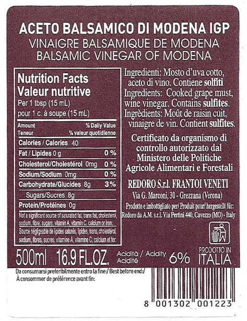 redoro-aceto-balsamico-di-modena-igp-0-50-l-carton-6-bouteilles image 2