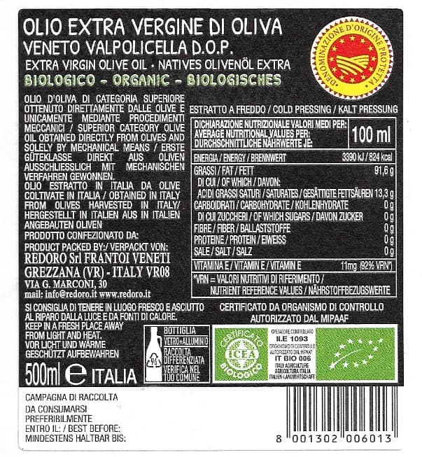 redoro-veneto-valpolicella-dop-huile-d-olive-extra-vierge-0-5-l-carton-6-bouteil image 2