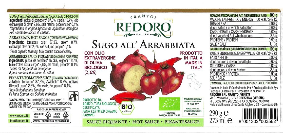 redoro-sugo-arrabbiata-bio-lot-6-pots image 2