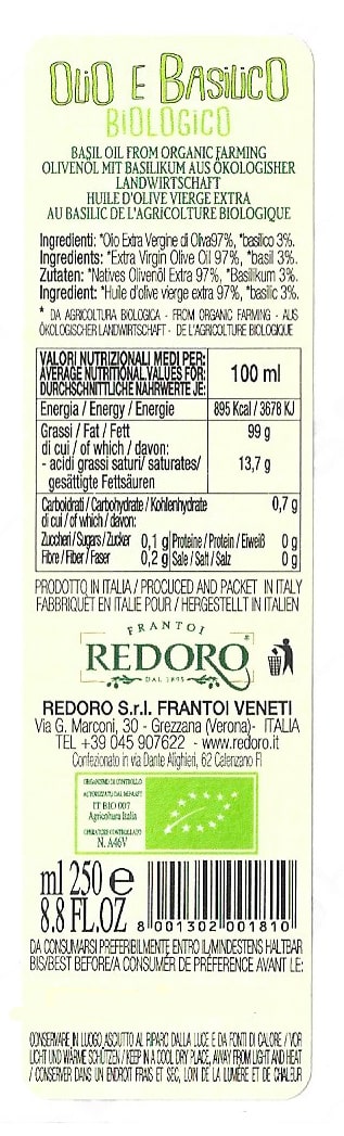 redoro-condiment-huile-d-olive-extra-vierge-au-basilic-lot-de-6 image 2